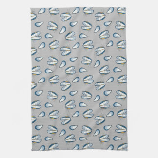 Ocean Beach Mussel Shells- Grey Kitchen Towel