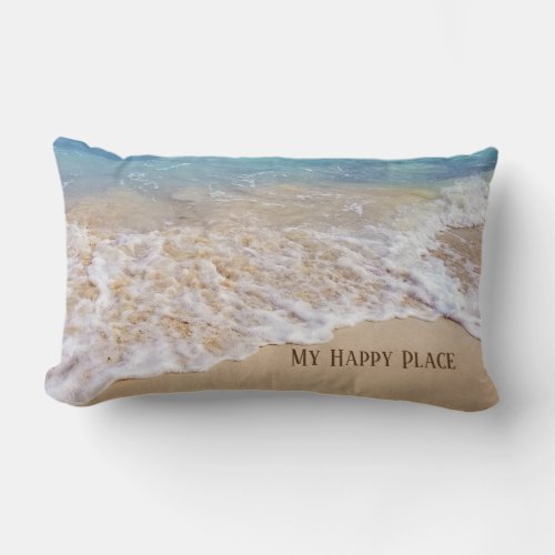 Ocean Beach My Happy Place Lumbar Pillow