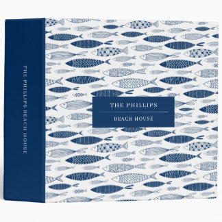 Ocean Beach Nautical Fish Pattern 3 Ring Binder
