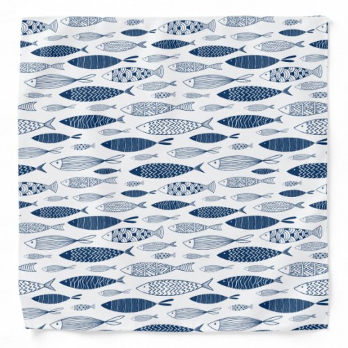 Ocean Beach Nautical Fish Pattern Bandana