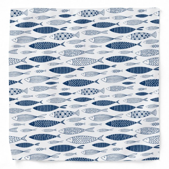 Ocean Beach Nautical Fish Pattern Bandana (Front)