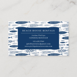 Ocean Beach Nautical Fish Pattern Business Card