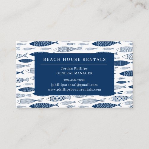 Ocean Beach Nautical Fish Pattern Business Card