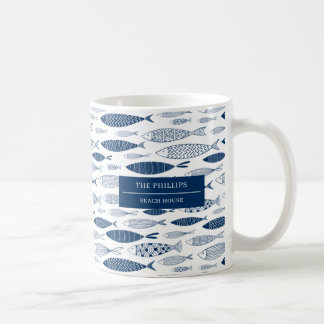 Ocean Beach Nautical Fish Pattern Coffee Mug