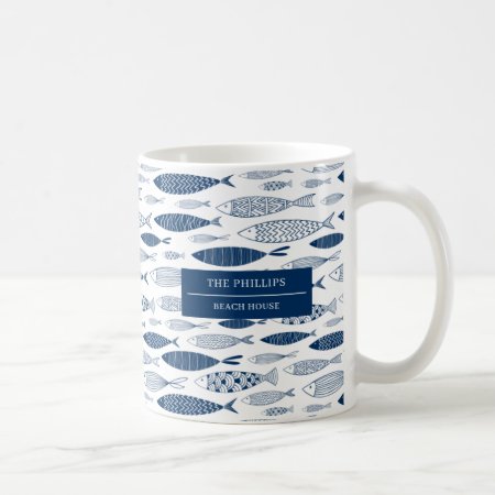 Ocean Beach Nautical Fish Pattern Coffee Mug