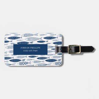 Ocean Beach Nautical Fish Pattern Luggage Tag