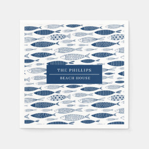 Ocean Beach Nautical Fish Pattern Napkins
