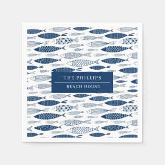 Ocean Beach Nautical Fish Pattern Napkins