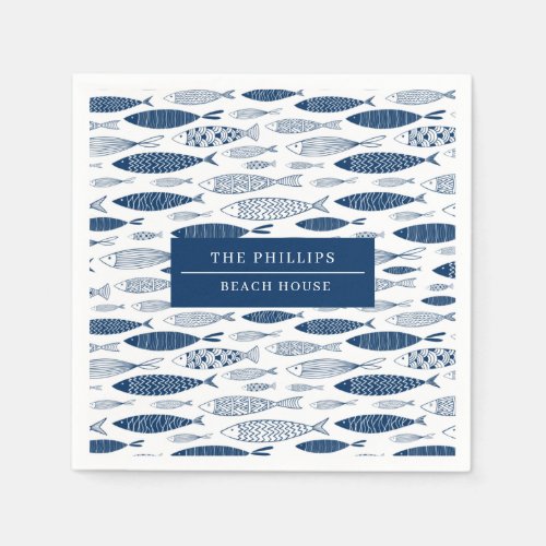 Ocean Beach Nautical Fish Pattern Napkins