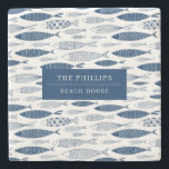 Ocean Beach Nautical Fish Pattern Stone Coaster<br><div class="desc">Modern pattern featuring line drawings of fish. The clean design is perfect for a beach theme,  summer theme,  or nautical theme. It makes a perfect piece for a beach house,  boat,  or yacht owner. It’s also great for marina goers or workers,  or a fishing enthusiast.</div>