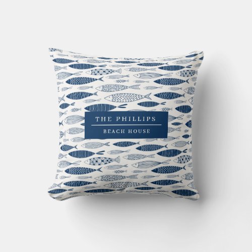 Ocean Beach Nautical Fish Pattern Throw Pillow