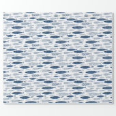 Ocean Beach Nautical Fish Pattern Wrapping Paper (Flat)