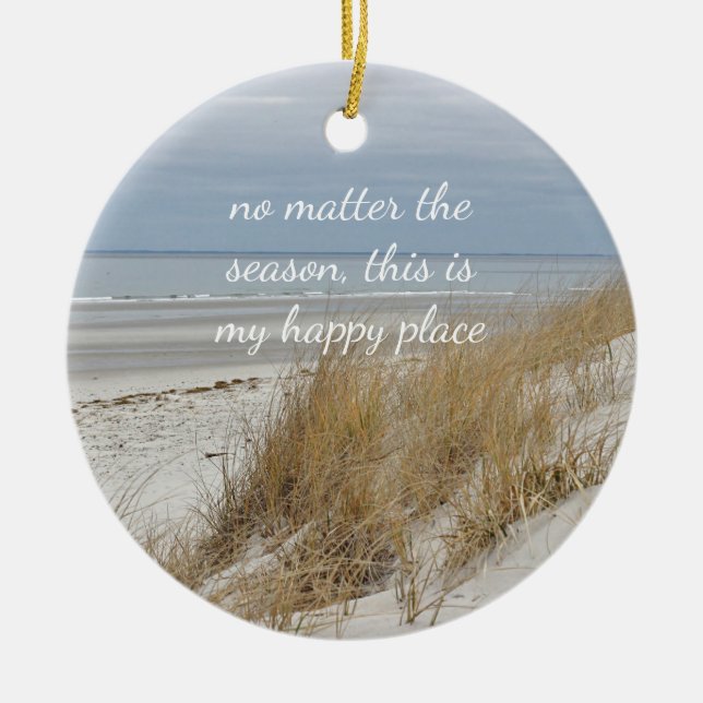 Ocean Beach on Cape Cod Ceramic Ornament (Front)
