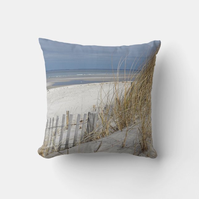 Ocean Beach on Cape Cod Throw Pillow (Front)
