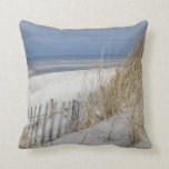 Ocean Beach on Cape Cod Throw Pillow<br><div class="desc">Weathered beach fence in the sand dunes on Cape Cod bay.</div>