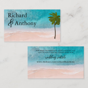 Ocean Beach Palm Tree Wedding Website Enclosure Card