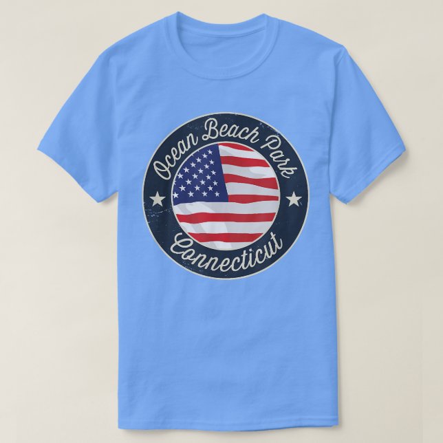 Ocean Beach Park - Patriotic Connecticut Souvenir  T-Shirt (Design Front)