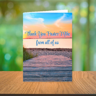 Ocean Beach Pastor Appreciation From Congregation Letterpress Thank You Card