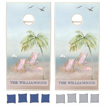 Ocean Beach Personalized Cornhole Set