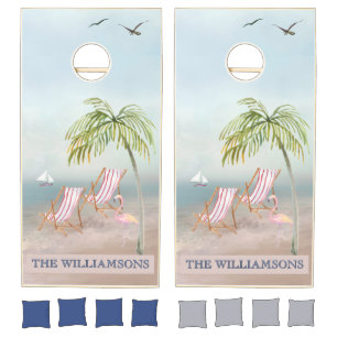 Ocean Beach Personalized Cornhole Set