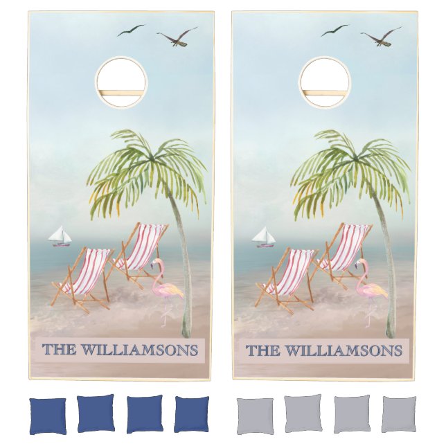 Ocean Beach Personalized Cornhole Set (Set)
