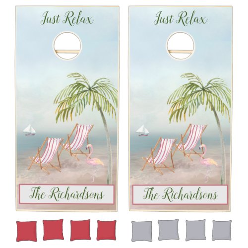 Ocean Beach Personalized Cornhole Set