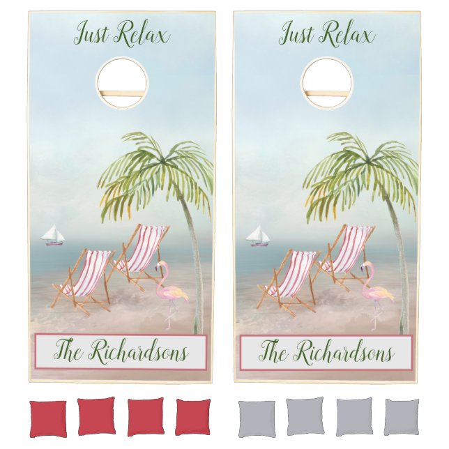 Ocean Beach Personalized Cornhole Set (Set)