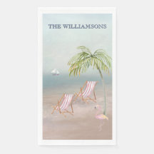 Ocean Beach Personalized Palm Trees Flamingo