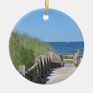 Ocean beach photo ceramic ornament