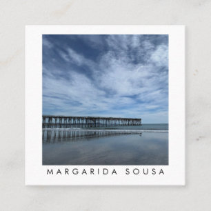 Ocean Beach Pier Blue Photo Travel Tourism Square Business Card