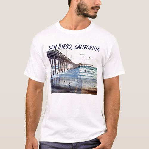 OCEAN BEACH PIER J PEC SAN DIEGO CALIFORNIA T_Shirt