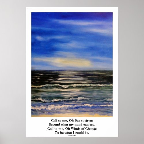 Ocean Beach Poster Inspiring Poem Sea Nautical
