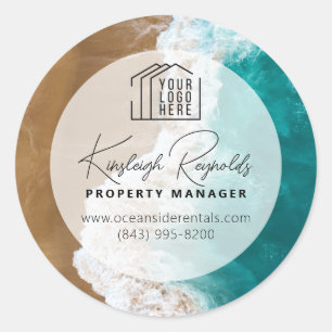 Ocean / Beach Rental Property Manager Custom Photo Classic Round Sticker