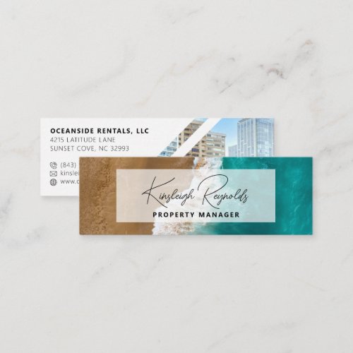 Ocean  Beach Rental Property Manager Custom Photo Mini Business Card