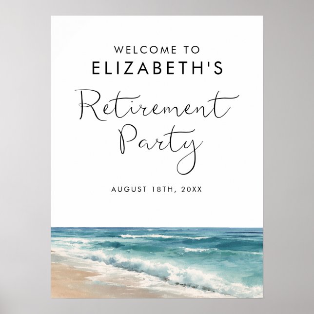 Ocean Beach Retirement Party Welcome Sign (Front)