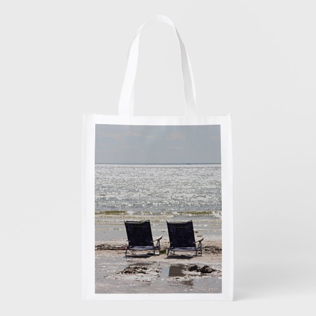 Ocean beach reusable grocery bag (Front)