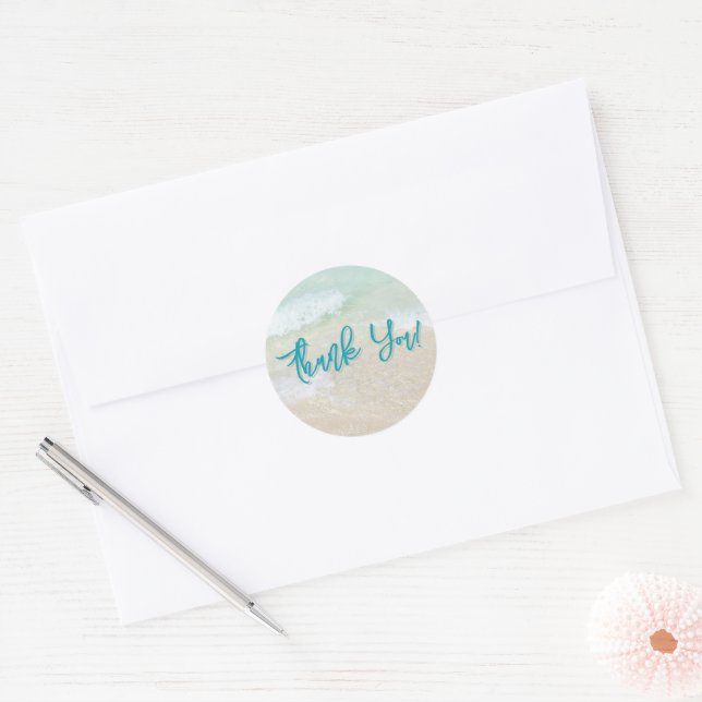 Ocean Beach Round Thank You Stickers (Envelope)