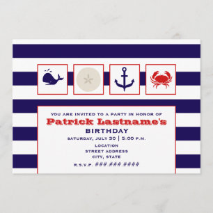 Ocean / Beach / Sailing Birthday Party Invitation