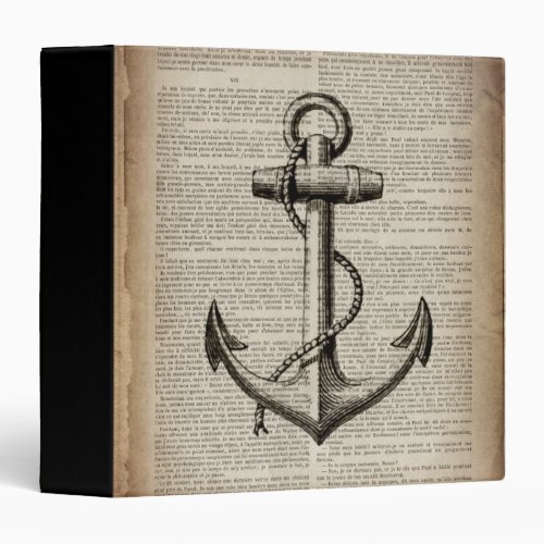 ocean beach  sailor vintage nautical anchor 3 ring binder