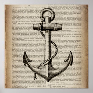 ocean beach sailor vintage nautical anchor poster