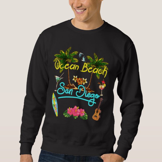Ocean Beach San Diego Summer Palm Surf Sun Set Pal Sweatshirt (Front)