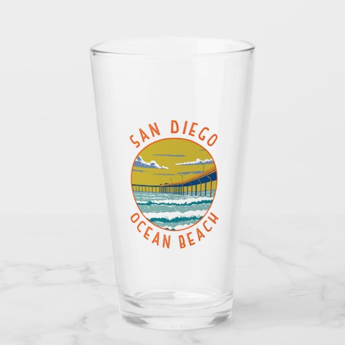 Ocean Beach San Diego Travel Art Vintage Glass
