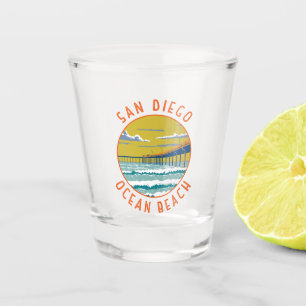 Ocean Beach San Diego Travel Art Vintage Shot Glass