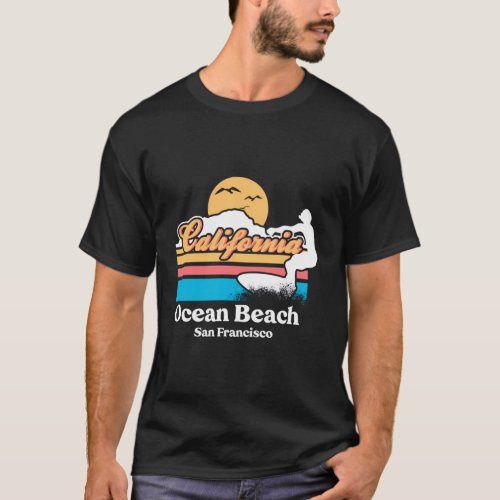 Ocean Beach San Francisco Sunset Surfer T_Shirt