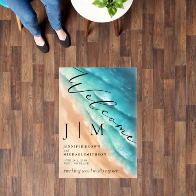 Ocean Beach Sand Party Welcome Wedding Floor Decals (Floor)