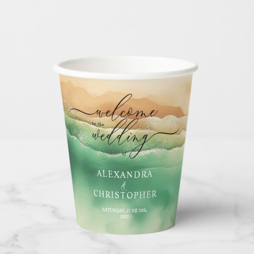 Ocean Beach Sand Signature Boho Newly Weds Party Paper Cups