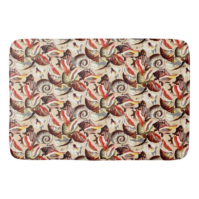 Ocean Beach Sandy Sea Shells Pattern Bath Mat (Front)