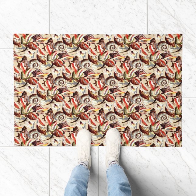 Ocean Beach Sandy Sea Shells Pattern Doormat (Indoor)