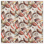 Ocean Beach Sandy Sea Shells Pattern Fabric