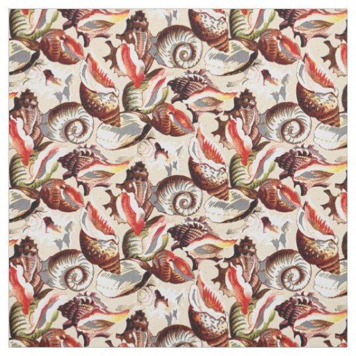 Ocean Beach Sandy Sea Shells Pattern Fabric
